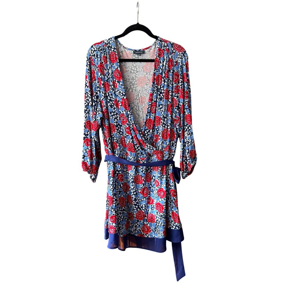 ModCloth Women's Floral Surplice Faux Wrap Tie Tunic Blouse 3/4 Sleeve Size 3X